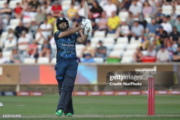 Haider Ali of Derbyshire in batting action during the Vitality T20 Blast match between Durham vs Derbyshire Falcons at the Seat Unique Riverside,...