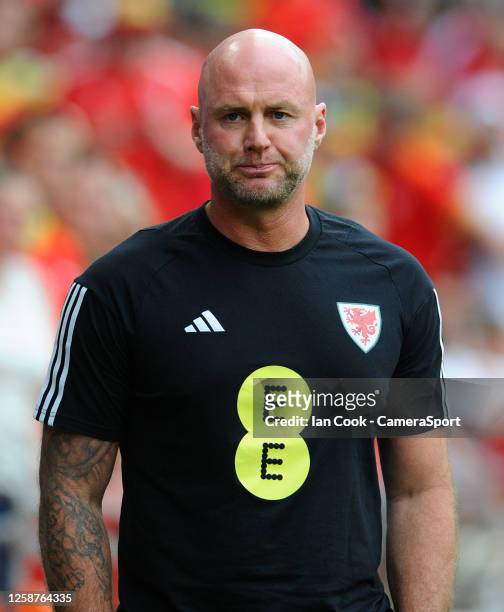 Wales' Manager Rob Page prior to kick off during the UEFA EURO 2024 qualifying round group D match between Wales and Armenia at Cardiff City Stadium...