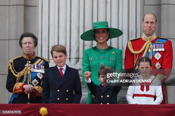 Britain's Princess Anne, Princess Royal, Britain's Prince George of Wales, Britain's Prince Louis of Wales, Britain's Catherine, Princess of Wales,...