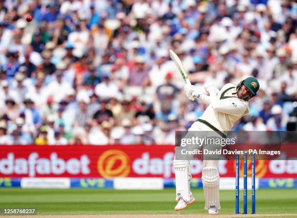 Australia's Usman Khawaja deflects a bouncer during day two of the first Ashes test match at Edgbaston, Birmingham. Picture date: Saturday June 17,...