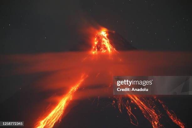 Mount Mayon, the Philippinesâ most active volcano, spewed more lava from the crater down on its slope shortly before 12:00 midnight on June 17, 2023...