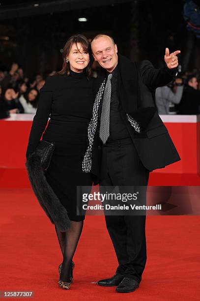 Franziska Walser and actor Edgar Selge attend 'The Poll Diaries' Premiere during the 5th International Rome Film Festival at Auditorium Parco Della...