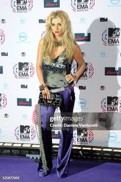Musician Ke$ha attends the MTV Europe Music Awards 2010 at La Caja Magica on November 7, 2010 in Madrid, Spain.