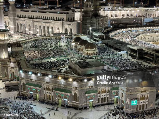 Prospective pilgrims perform prayer at the Masjid al-Haram during their Hajj pilgrimage in Mecca, Saudi Arabia on June 16, 2023.