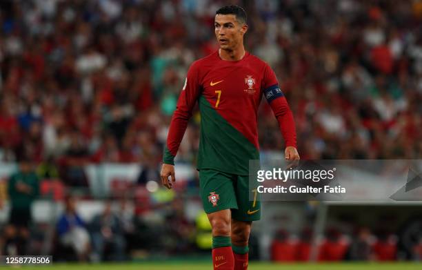 Cristiano Ronaldo of Portugal during the Group J - UEFA EURO 2024 Qualifying Round match between Portugal and Bosnia Herzegovina at Estadio da Luz on...