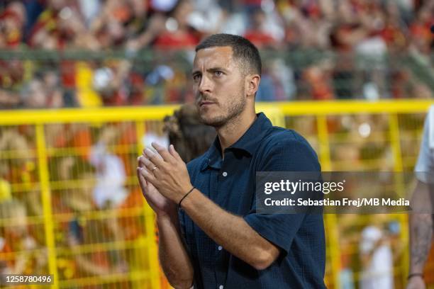 Eden Hazard farewell with national team of Belgium after the UEFA European Qualifiers 2024 match between Belgium and Austria at King Baudouin Stadium...