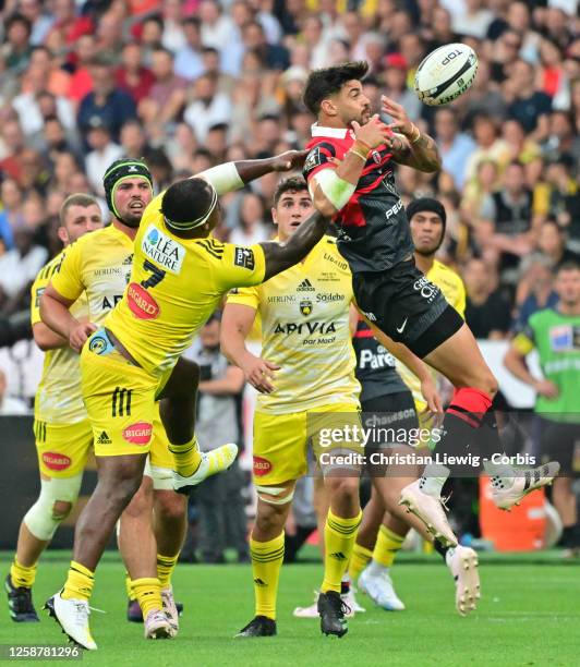 Romain Ntamack of Toulouse in action during the Top 14 Finale Rugby match between Toulouse and la Rochelle at Stade de France in Saint-Denis, north...