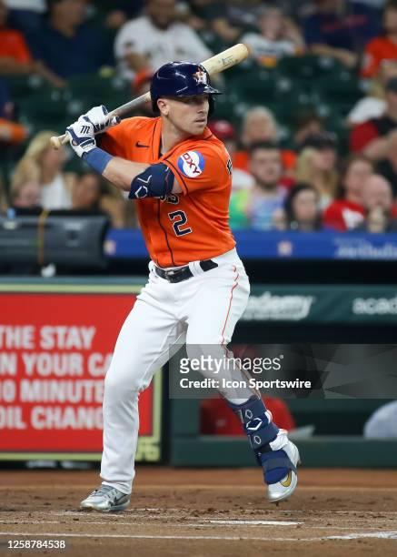 Houston Astros third baseman Alex Bregman watches the pitch in the bottom of the first inning during the MLB game between the Cincinnati Reds and...