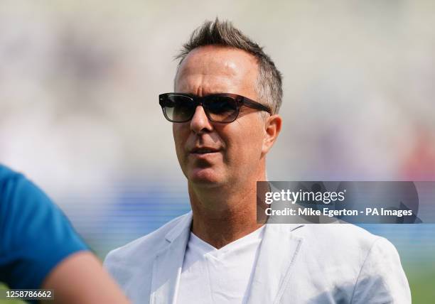 Former England captain Michael Vaughan before day three of the first Ashes test match at Edgbaston, Birmingham. Picture date: Sunday June 18, 2023.