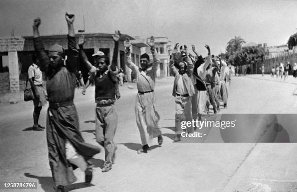 The Arab resistance surrenders on July 12, 1948 in Ramla, captured a few days after Lydda during the Israeli military offensive "Operation Danny "....