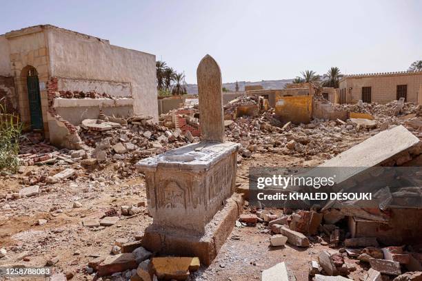 This picture taken on June 16 shows a partial view of demolished tombs and other structures in the historic Ein al-Sera cemetery in east-central...