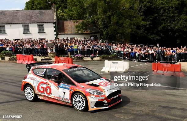 Donegal , Ireland - 18 June 2023; Garry Jennings and Rory Kennedy in their Ford Fiesta Rally2 during day three of the Wilton Recycling Donegal...
