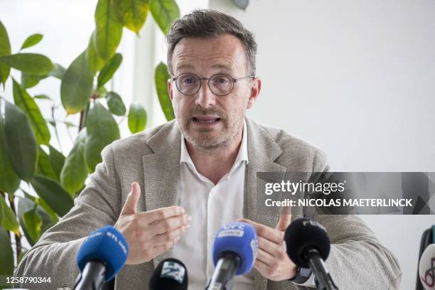 Brussels region State Secretary Pascal Smet talks to the press during a press conference in Brussels on Sunday 18 June 2023. State Secretary of...