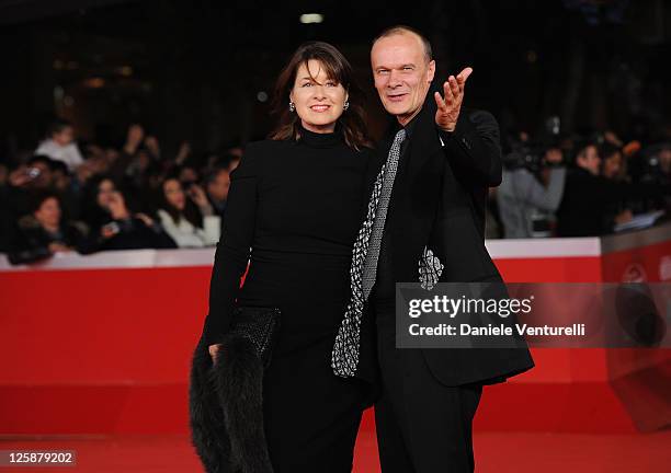 Actor Edgar Selge and Franziska Walser attend "The Poll Diaries" premiere during The 5th International Rome Film Festival at Auditorium Parco Della...
