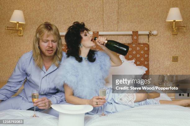 Rick Wakeman, British musician and former member of rock band Yes, with his third wife Nina Carter in London, England on 8th November, 1984.