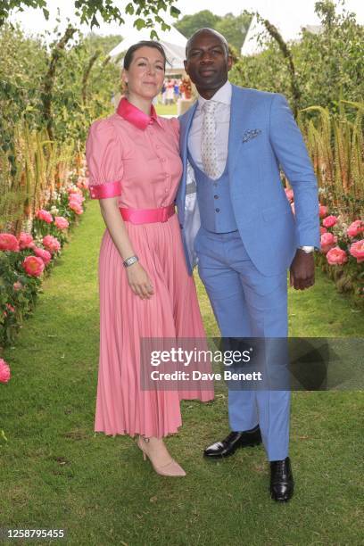 Emma Gyasi and David Gyasi arrive with a Wheely chauffeur to the Cartier Queen's Cup Polo 2023 on June 18, 2023 in Egham, England.