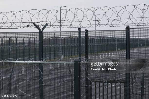 Security fences around Brittany Ferries Terminal in Ouistreham, France, on Saturday, 17 June 2023, in Ouistreham, France. The Administrative Court of...