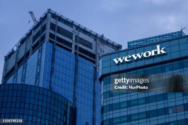 Building leased by U.S. Co-working company WeWork that faces Marina Bay is seen in Singapore on Sunday, 18 June 2023.