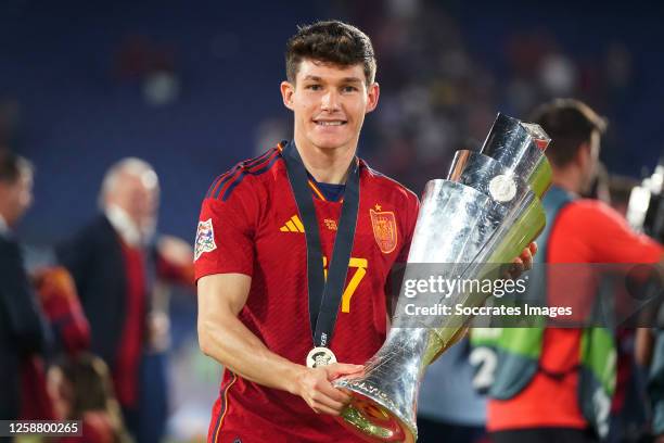 Francisco Garcia of Spain Celebrate winning the UEFA Nation League during the UEFA Nations league match between Croatia v Spain at the Stadium...