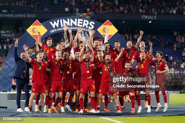 Unai Simon of Spain, Jordi Alba of Spain, Aymeric Laporte of Spain, Robin Le Normand of Spain, Jesus Navas of Spain, Fabian Ruiz of Spain, Rodri of...