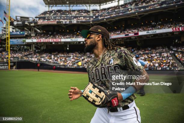 Fernando Tatis Jr. #23 of the San Diego Padres takes the field before the game against the Tampa Bay Rays on June 18, 2023 at Petco Park in San...