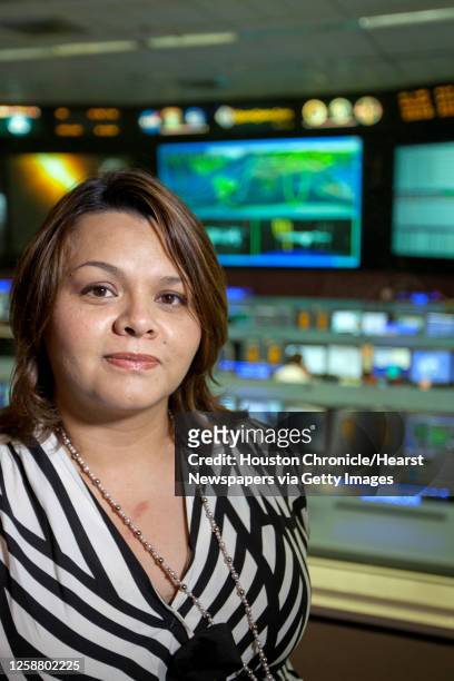 Dorothy Ruiz, an aerospatial engineer working at NASA for the International Space Station mission control, photographed at the Johnson Space Center...