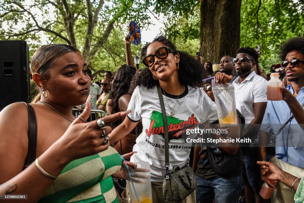Revelers Gather To Celebrate Juneteenth At Brooklyn's Fort Greene Park