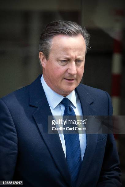 Former British Prime Minister David Cameron leaves after giving evidence at the Covid-19 inquiry on June 19, 2023 in London, England. The UK Covid-19...