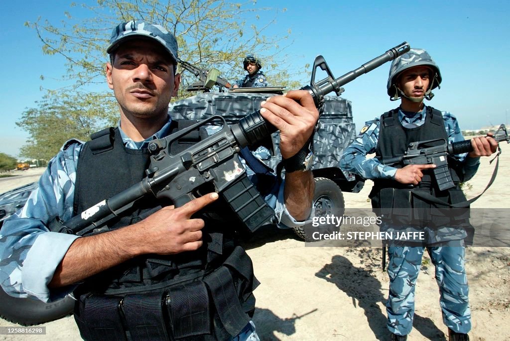 Kuwaiti special forces soldiers pose next to their humvee 01 February ...