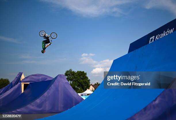 Krakow , Poland - 19 June 2023; Ryan Henderson of Ireland during a practice session at Krzeszowice BMX Park ahead of the European Games 2023 in...