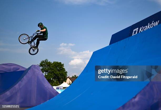 Krakow , Poland - 19 June 2023; Ryan Henderson of Ireland during a practice session at Krzeszowice BMX Park ahead of the European Games 2023 in...