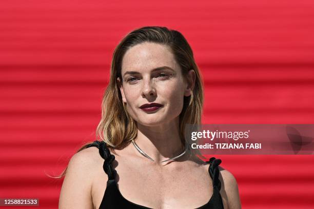 Swedish actress Rebecca Ferguson poses on the Spanish Steps ahead of the premiere of "Mission: Impossible - Dead Reckoning Part One" movie in Rome,...