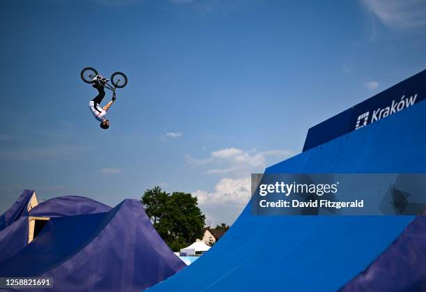 Krakow , Poland - 19 June 2023; Declan Brooks of Great Britain during a practice session at Krzeszowice BMX Park ahead of the European Games 2023 in...