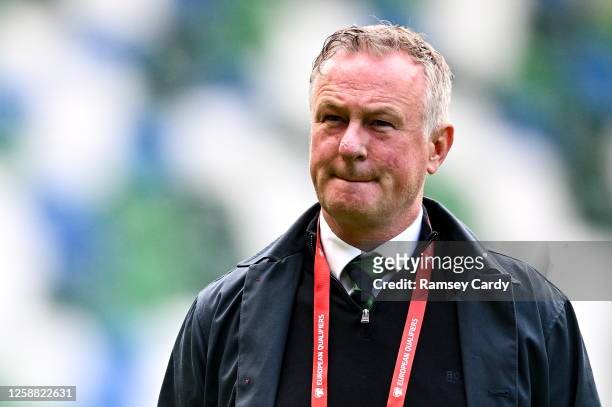 Belfast , United Kingdom - 19 June 2023; Northern Ireland manager Michael O'Neill before the UEFA EURO 2024 Championship Qualifier match between...
