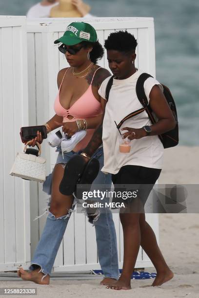 Bre-Z aka Calesha Murray is seen dancing on the beach on June 18, 2023 in Miami Beach, Florida.