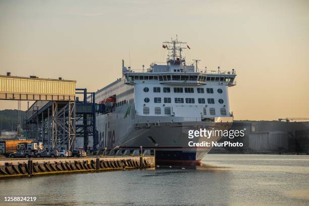 Stena Ebba ferry belonging to the Stena Line company serving on the route between Gdynia in Poland and Karlskrona in Sweden is seen in Gdynia, Poland...