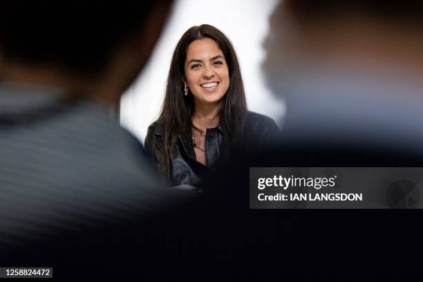 French actress Anouchka Delon holds a press conference during the media presentation of the "Alain Delon: 60 years of Passion" exhibition which...