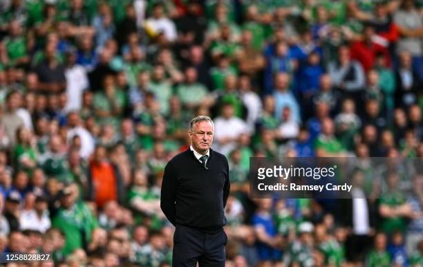 Belfast , United Kingdom - 19 June 2023; Northern Ireland manager Michael O'Neill during the UEFA EURO 2024 Championship Qualifier match between...