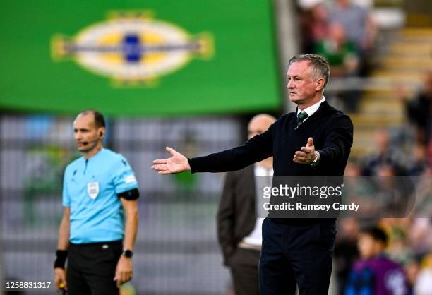 Belfast , United Kingdom - 19 June 2023; Northern Ireland manager Michael O'Neill during the UEFA EURO 2024 Championship Qualifier match between...