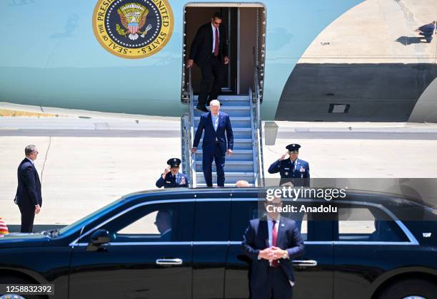 President Biden arrives at Moffett Federal Airfield of NASA Ames Research Center in Mountain View, California, United States on June 19, 2023.