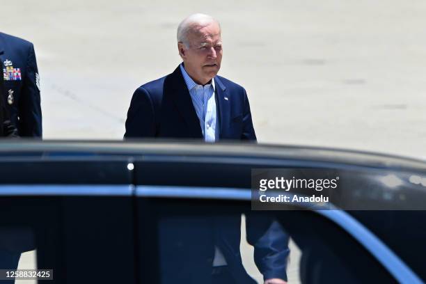 President Biden arrives at Moffett Federal Airfield of NASA Ames Research Center in Mountain View, California, United States on June 19, 2023.