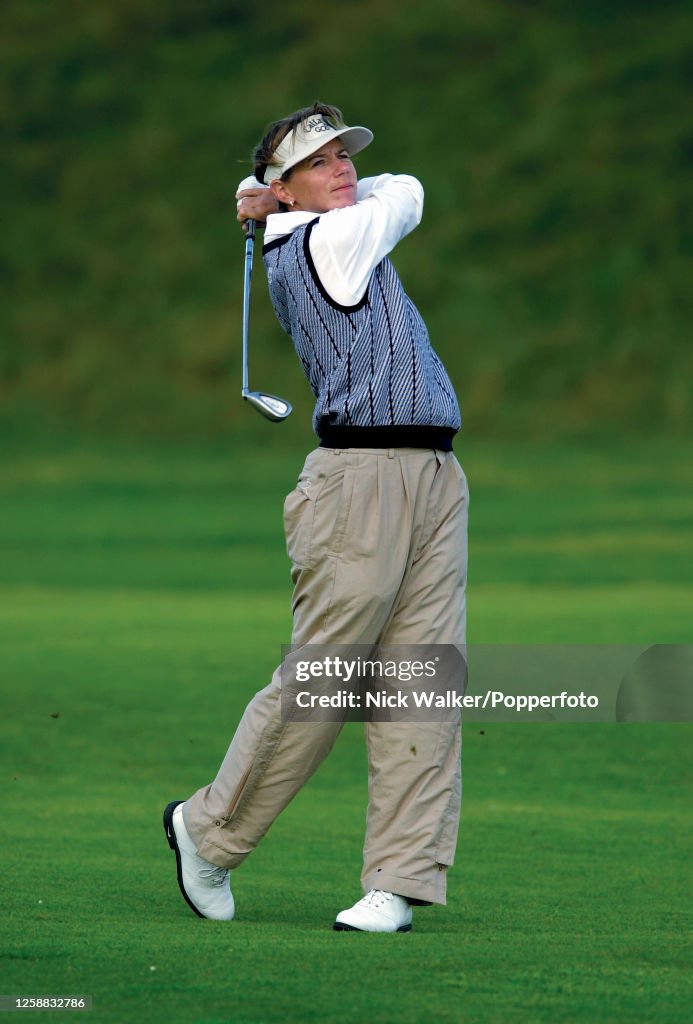Annika Sorenstam of Sweden plays an iron shot on the 4th hole during