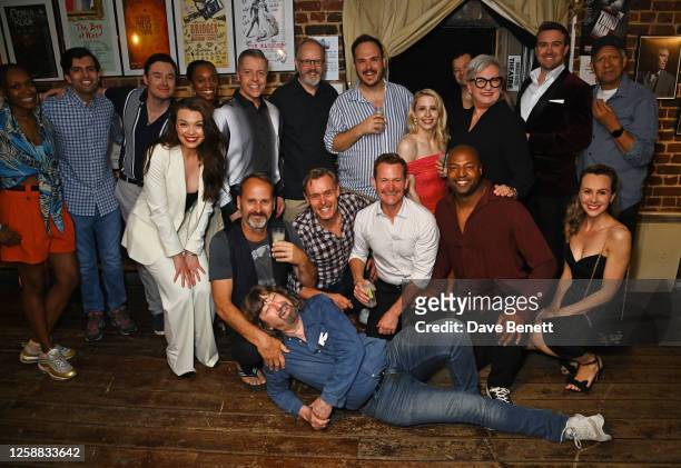 Sir Trevor Nunn poses with the company at the press night after party for "The Third Man" at Menier Chocolate Factory on June 19, 2023 in London,...