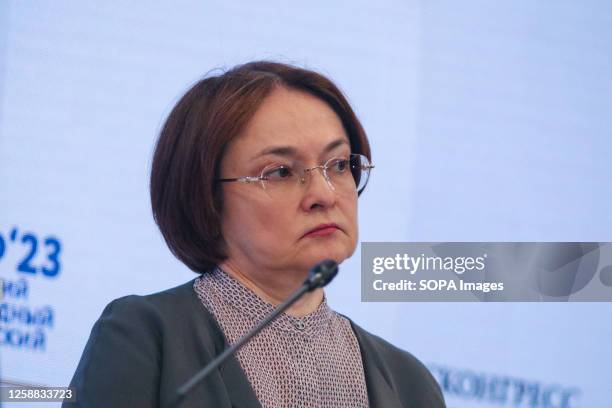 Elvira Nabiullina, Governor, The Central Bank of the Russian Federation , attends a session on How the Russian Economy will Develop in the framework...