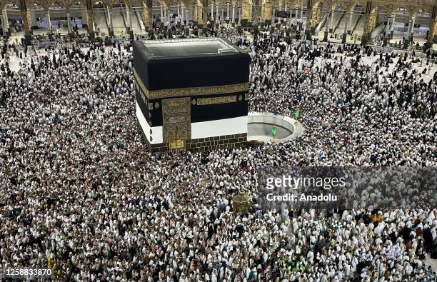 Prospective pilgrims continue their worship to fulfill the Hajj pilgrimage in Mecca, Saudi Arabia on June 19, 2023.