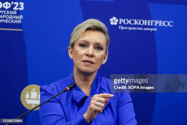 Maria Zakharova, Director, Department of Information and the Press, Ministry of Foreign Affairs of the Russian Federation, attends a session on New...