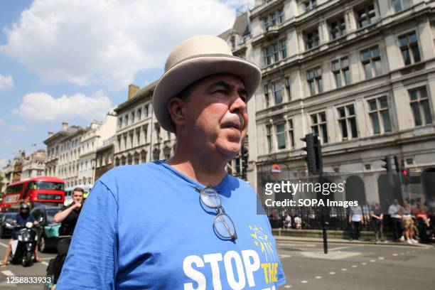 Anti-Brexit campaigner Steve Bray continues protesting outside Houses of Parliament, Westminster in central London.