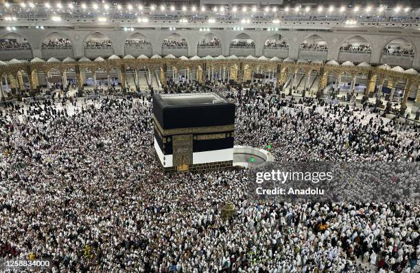 Prospective pilgrims continue their worship to fulfill the Hajj pilgrimage in Mecca, Saudi Arabia on June 19, 2023.