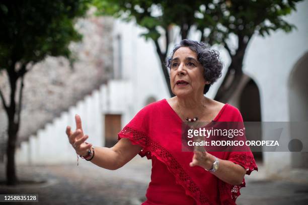 The director of the National Institute of Anthropology and History of Guanajuato, Olga Hernandez, speaks during an interview with AFP in San Miguel...