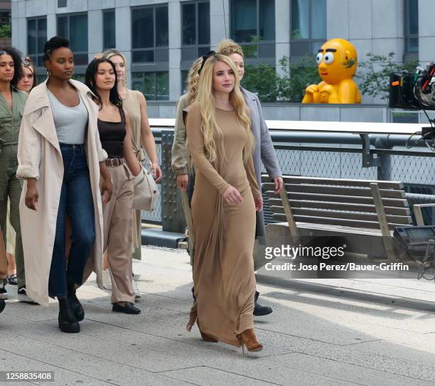 Emma Roberts is seen on the set of "American Horror Story" on June 19, 2023 in New York City.